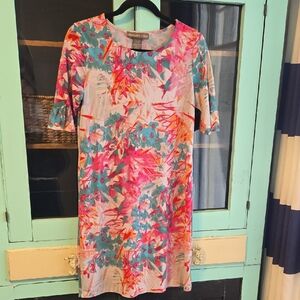 Tropical Print Long Sleeve Dress